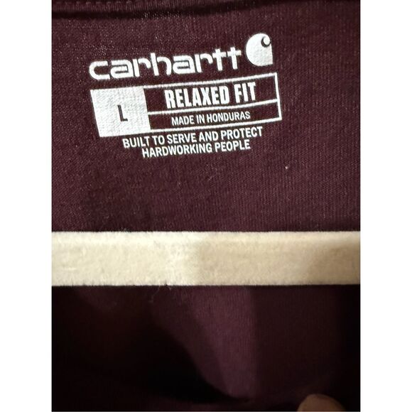 Carhartt Men’s Maroon Red Cotton Tee Shirt Relaxed Fit Sz L - Picture 3 of 8